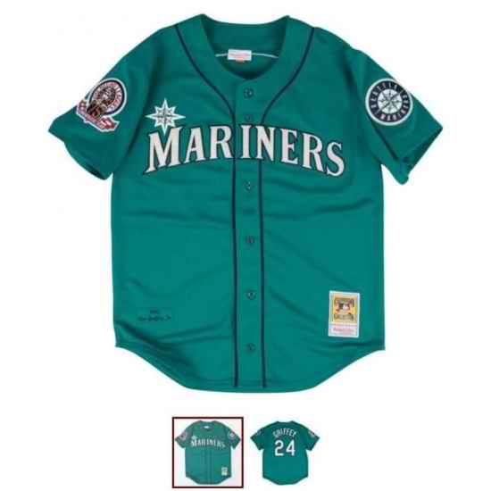 Men Seattle Mariners Ken Griffey Jr #24 MItchell Ness Stitched Jersey->youth mlb jersey->Youth Jersey