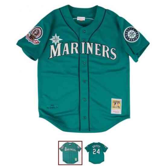 Men Seattle Mariners Ken Griffey Jr #24 MItchell Ness Stitched Jersey->orlando magic->NBA Jersey