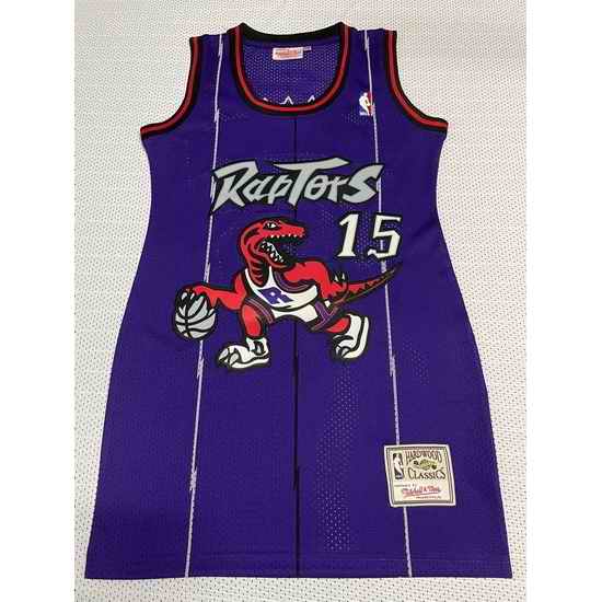 Women Toronto Raptors #15 Vince Carter Dress Stitched Jersey Purple->youth nba jersey->Youth Jersey