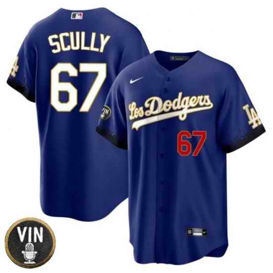 Men Los Angeles Dodgers #67 Vin Scully 2022 Navy Vin Scully Patch Cool Base Stitched Baseball Jersey