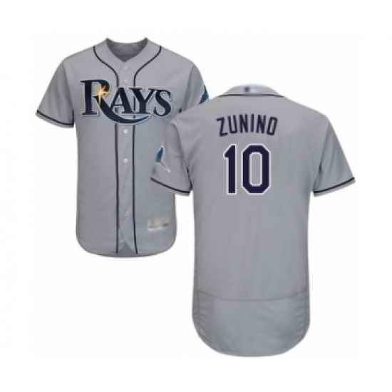 Men's Tampa Bay Rays #10 Mike Zunino Grey Road Flex Base Authentic Collection Baseball Player Jersey->toronto blue jays->MLB Jersey