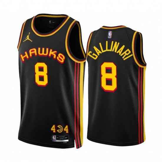 Men's Atlanta Hawks #8 Danilo Gallinari 2022-23 Black Statement Edition Stitched Jersey->atlanta hawks->NBA Jersey