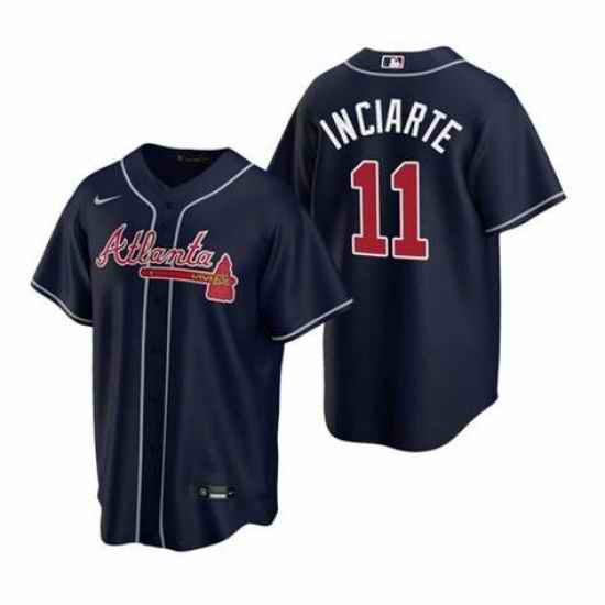 Mens Nike Atlanta Braves #11 Ender Inciarter Navy Blue Alternate Stitched Baseball Jersey