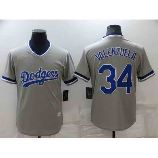 Men Los Angeles Dodgers #34 Toro Valenzuela Grey Stitched Baseball jersey
