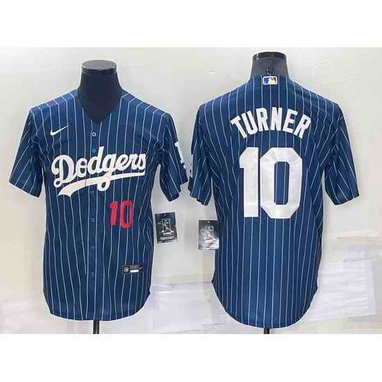 Men Los Angeles Dodgers #10 Justin Turner Navy Cool Base Stitched Baseball Jerseyy