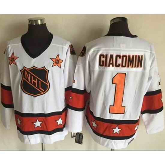 1972-81 NHL All-Star #1 Eddie Giacomin White CCM Throwback Stitched Vintage Hockey Jersey->new york jets->NFL Jersey