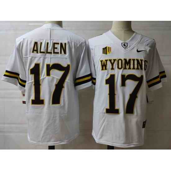 Men NCAA Wyoming #17 Josh Allen White Jersey->wyoming->NCAA Jersey