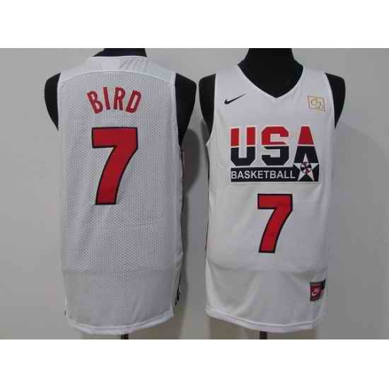 Youth  USA Basketball #7 Larry Bird White Stitched Jersey->toronto raptors->NBA Jersey