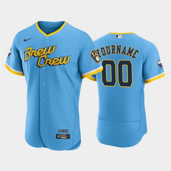 Men Women Youth Milwaukee Brewers Active Player Custom Powder Blue 2022 City Connect Flex Base Stitched MLB Jersey->->Custom Jersey