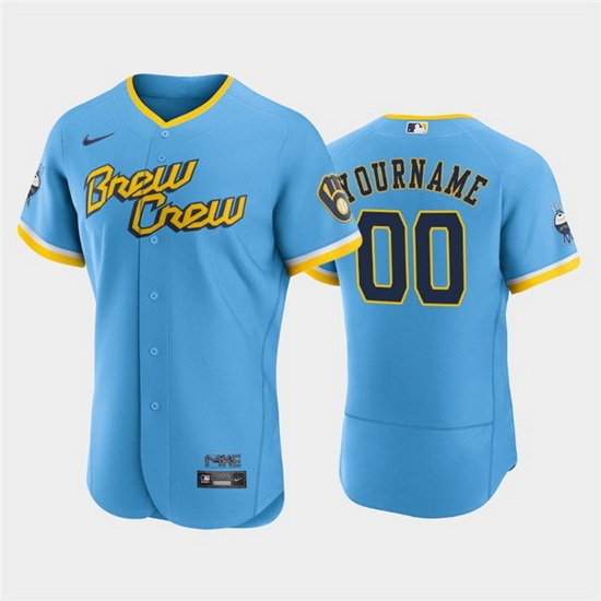 Men Women Youth Milwaukee Brewers Active Player Custom Powder Blue 2022 City Connect Flex Base Stitched MLB Jersey->customized mlb jersey->Custom Jersey