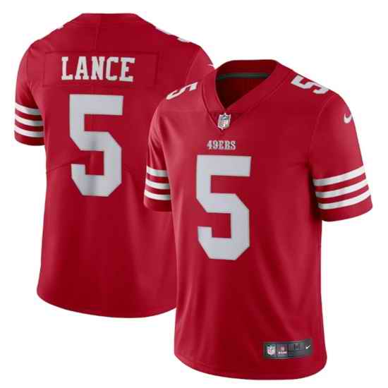 Men San Francisco 49ers #5 Trey Lance 2022 New Scarlet Vapor Untouchable Limited Stitched Football Jersey