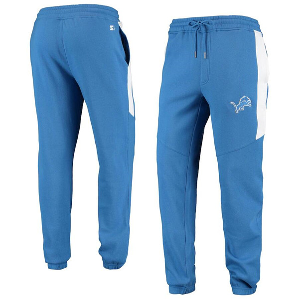 Men's Detroit Lions Starter Blue/White Goal Post Fleece Pants->houston texans->NFL Jersey