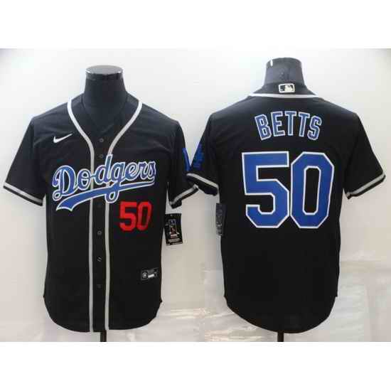 Men Los Angeles Dodgers #50 Mookie Betts Black Cool Base Stitched Baseball jersey