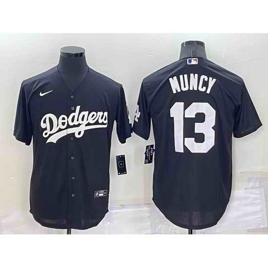 Men Los Angeles Dodgers #13 Max Muncy Black Cool Base Stitched Baseball Jersey