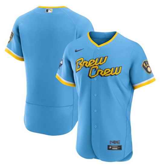 Men Milwaukee Brewers Blank Powder Blue 2022 City Connect Flex Base Stitched MLB Jersey->milwaukee brewers->MLB Jersey