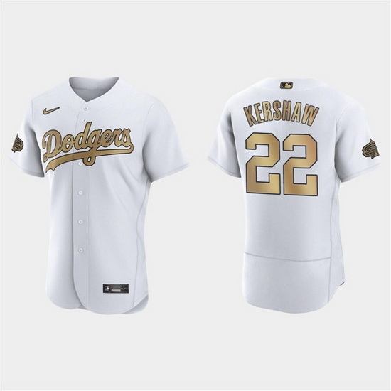 Men Los Angeles Dodgers #22 Clayton Kershaw 2022 All Star White Flex Base Stitched Baseball Jersey