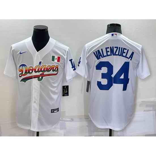 Men Los Angeles Dodgers #34 Toro Valenzuela White Cool Base Stitched Baseball Jersey