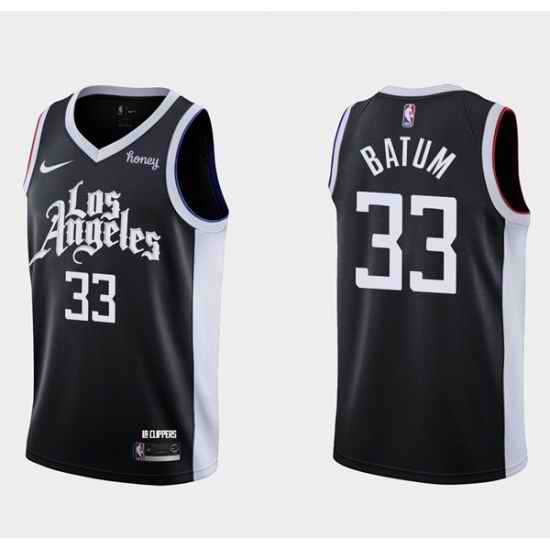 Men Los Angeles Clippers 33 Nicolas Batum 2020 #21 Black City Edition Stitched NBA Jersey