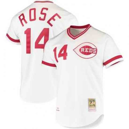 Cincinnati Reds #14 Pete Rose White Throwback Jersey->montreal expos->MLB Jersey