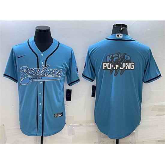 Men Carolina Panthers Blue Team Big Logo With Patch Cool Base Stitched Baseball Jersey->carolina panthers->NFL Jersey