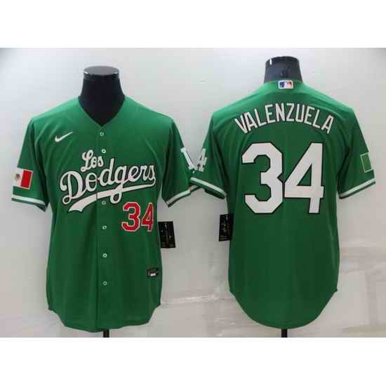 Men Los Angeles Dodgers #34 Toro Valenzuela Green Stitched Baseball jersey