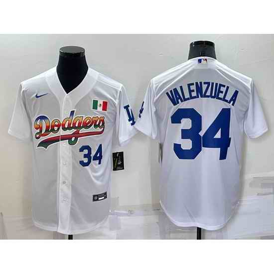 Men Los Angeles Dodgers #34 Toro Valenzuela White Cool Base Stitched Baseball Jerseys