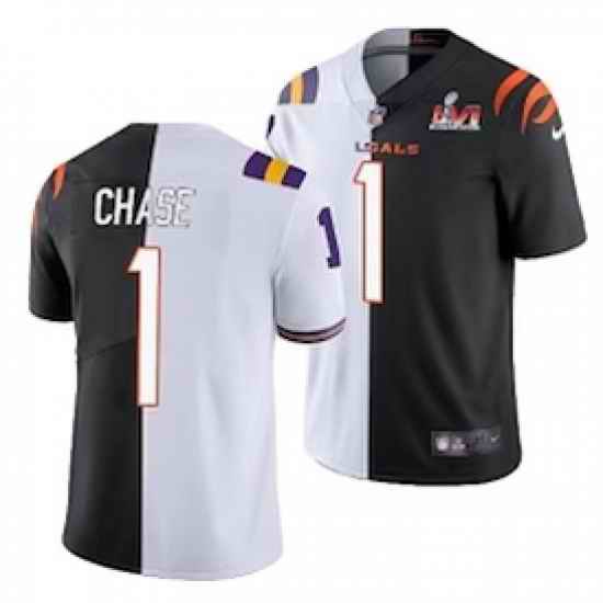 Tigers Bengals Split jersey Customized White Black->customized nba jersey->Custom Jersey