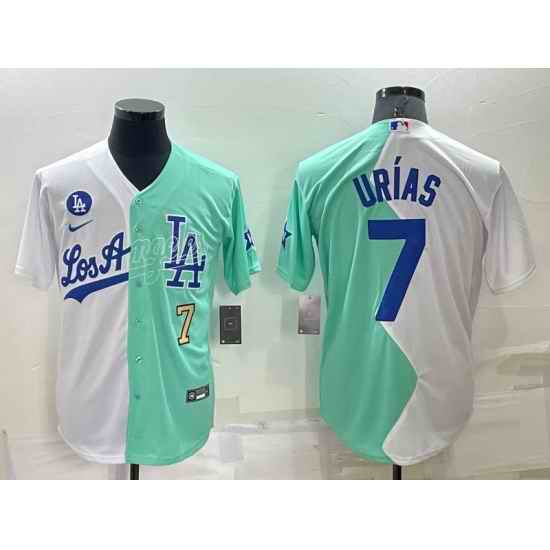 Men Los Angeles Dodgers #7 Julio Ur EDas 2022 All Star White Green Cool Base Stitched Jersey