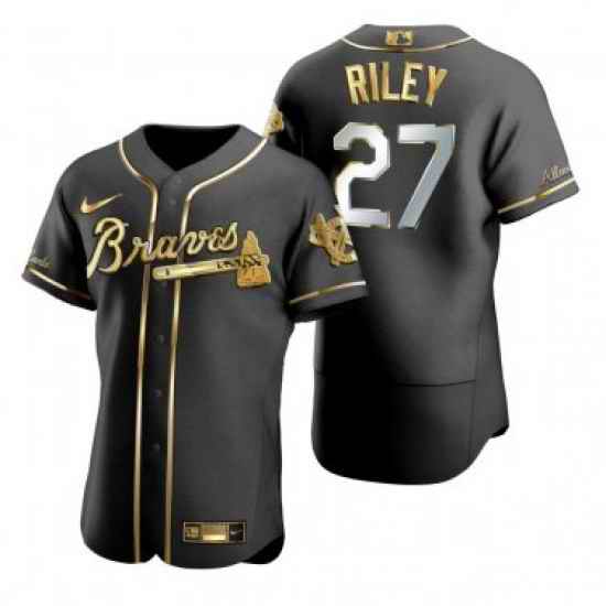 Men Atlanta Braves Austin Riley Black Gold Edition Jersey->minnesota timberwolves->NBA Jersey