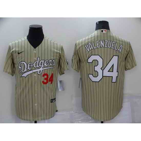 Men Los Angeles Dodgers #34 Toro Valenzuela Cream Cool Base Stitched jersey