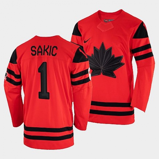 Men's Canada Hockey Joe Sakic Red 2022 Winter Olympic #1 Gold Winner Jersey->2022 canada winter olympic->NHL Jersey