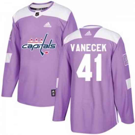 Men Washington Capitals #41 Vitek Vanecek Adidas Authentic Fights Cancer Practice Jersey   Purple->vegas golden knights->NHL Jersey