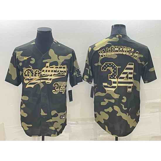 Men Los Angeles Dodgers #34 Toro Valenzuela Olive Cool Base Stitched Baseball Jersey