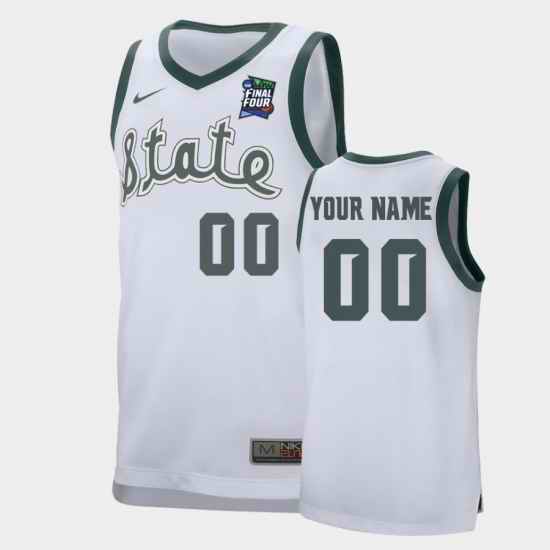 Michigan State Spartans Custom White 2019 Final Four Retro Performance Jersey->->Custom Jersey