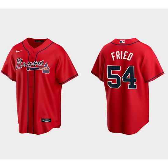 Men Atlanta Braves #54 Max Fried Red Cool Base Stitched Baseball jersey