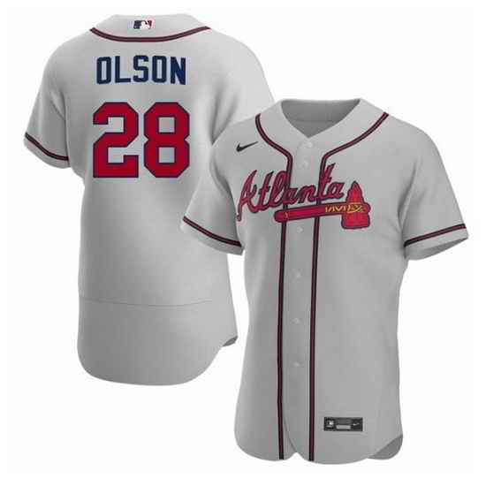 Men Atlanta Braves #28 Matt Olson Grey Flex Base Stitched Baseball jersey->st. louis cardinals->MLB Jersey