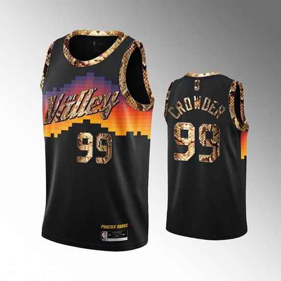 Men Phoenix Suns #99 Jae Crowder 2021 Balck Exclusive Edition Python Skin Stitched Basketball Jersey->nba shorts->NBA Jersey