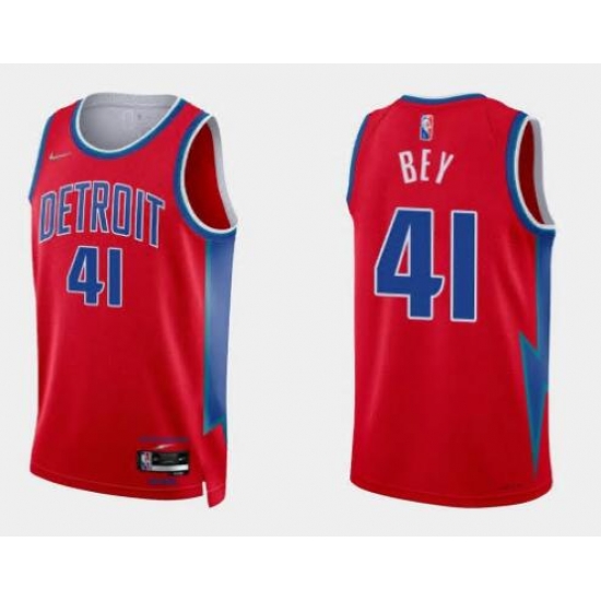 Men Nike Detroit Pistons 41 Saddiq Bey Red NBA Swingman 2020 #21 City Edition Jersey->nba shorts->NBA Jersey