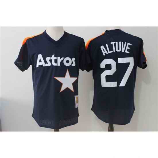 Men Mitchell and Ness 1988 Houston Astros #27 Jose AltuveJose altuve Navy Blue Throwback MLB Jersey->youth mlb jersey->Youth Jersey