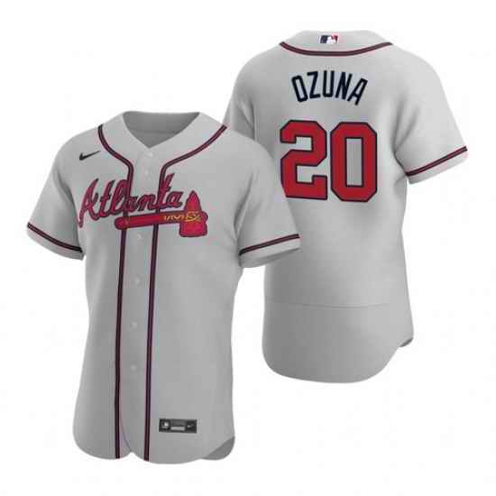 Mens Nike Atlanta Braves #20 Marcell Ozuna Gray Alternate Stitched Baseball Jersey