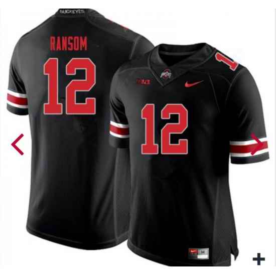 ??en Ohio State Buckeyes #12 Lathan Ransom Blackout COllege Football Jersey->others->NCAA Jersey