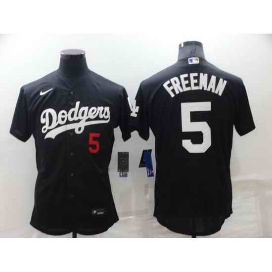 Men Los Angeles Dodgers #5 Freddie Freeman Black Flex Base Stitched jersey