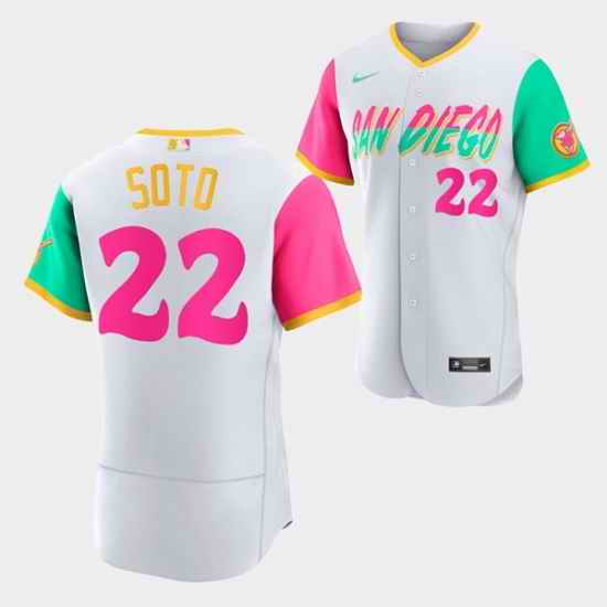 Men San Diego Padres #22 Juan Soto 2022 White City Connect Flex Base Stitched Baseball Jersey->minnesota twins->MLB Jersey