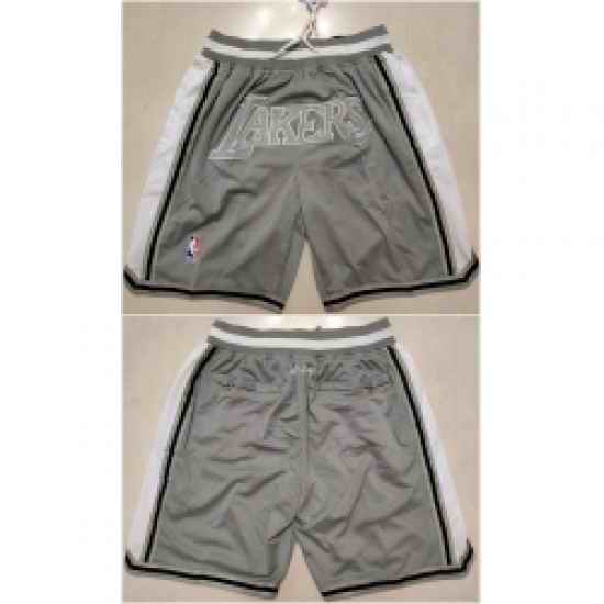 Men Los Angeles Lakers Gray Shorts Run Small->nba shorts->NBA Jersey