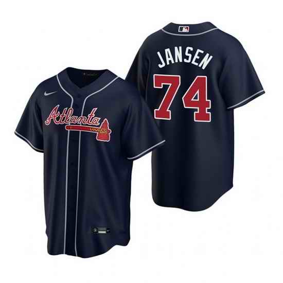 Men Atlanta Braves #74 Kenley Jansen Navy Cool Base Stitched Baseball jersey