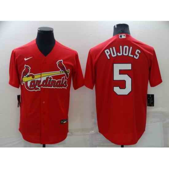 Men's St Louis Cardinals #5 Albert Pujols Red Stitched MLB Cool Base Nike Jersey->atlanta braves->MLB Jersey