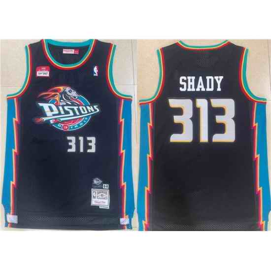 Men Detroit Pistons 313 Shady Black Mitchell  #26 Ness Throwback Stitched Jersey->golden state warriors->NBA Jersey