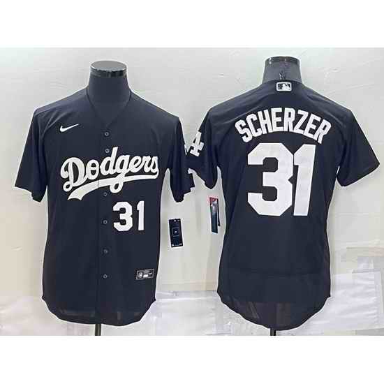 Men Los Angeles Dodgers #31 Max Scherzer Black Flex Base Stitched Baseball Jersey