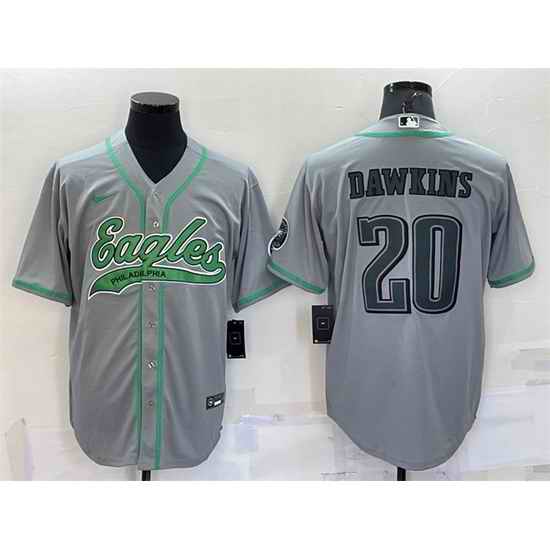 Men Philadelphia Eagles #20 Brian Dawkins Grey With Patch Cool Base Stitched Baseb->philadelphia eagles->NFL Jersey