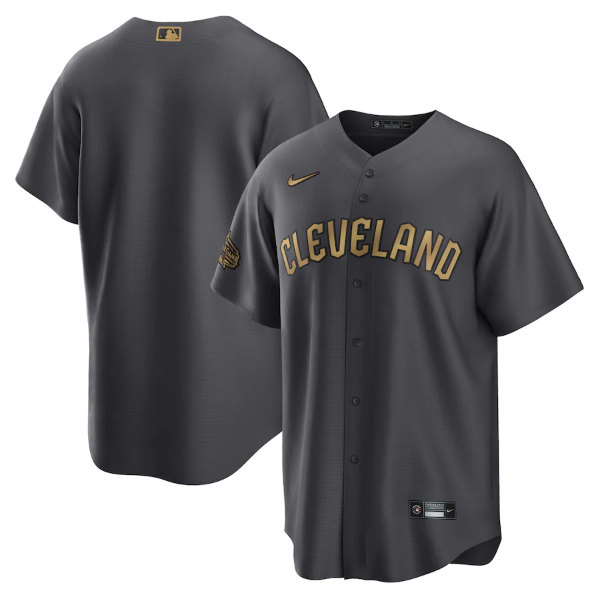 Men's Cleveland Guardians Blank Charcoal 2022 All-Star Cool Base Stitched Baseball Jersey->cleveland guardians->MLB Jersey